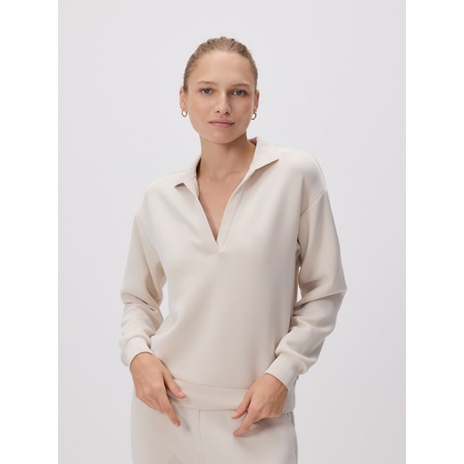 Reserved - Bluza z modalem - beżowy ze sklepu Reserved w kategorii Bluzy damskie - zdjęcie 186462233