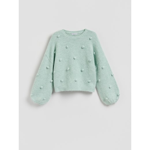 Reserved - Sweter z ozdobnymi aplikacjami - jasnoturkusowy Reserved M Reserved