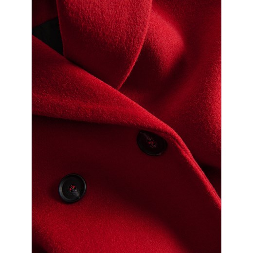Reserved - Dwurzędowy płaszcz z wełną - czerwony Reserved XS Reserved