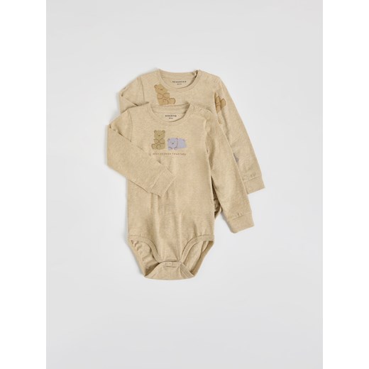 Reserved - Bawełniane body 2 pack - beżowy - id: 975FG-08M - marki Reserved - 186462944 Reserved - Bawełniane body 2 pack - beżowy ze sklepu Reserved w kategorii Body niemowlęce - zdjęcie 186462944