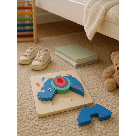 Sinsay - Drewniane puzzle w kształcie słonia - niebieski - id: 744HH-55X - marki Sinsay - 186464174 Sinsay - Drewniane puzzle w kształcie słonia - niebieski ze sklepu Sinsay w kategorii Zabawki - zdjęcie 186464174