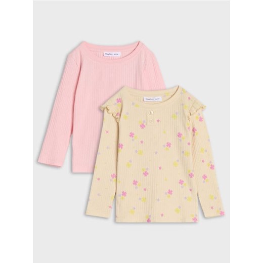 Sinsay - Koszulka z długimi rękawami 2 pack - beżowy ze sklepu Sinsay w kategorii Kaftaniki i bluzki - zdjęcie 186464261