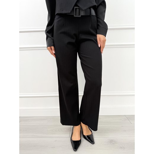 Czarne Spodnie Wide Leg w Jodełkę ze sklepu ModnaKiecka.pl w kategorii Spodnie damskie - zdjęcie 186464402