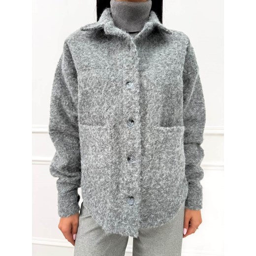 Szara Katana z Kieszeniami ze sklepu ModnaKiecka.pl w kategorii Kurtki damskie - zdjęcie 186464444