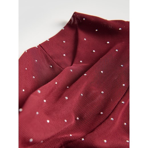 Reserved - Sukienka z dekoracyjnymi aplikacjami - bordowy Reserved L Reserved
