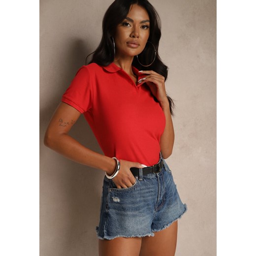 Czerwony Bawełniany T-shirt Typu Polo Arsenllia ze sklepu renee.pl w kategorii Bluzki damskie - zdjęcie 186465482