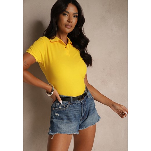 Żółty Bawełniany T-shirt Typu Polo Arsenllia ze sklepu renee.pl w kategorii Bluzki damskie - zdjęcie 186465492