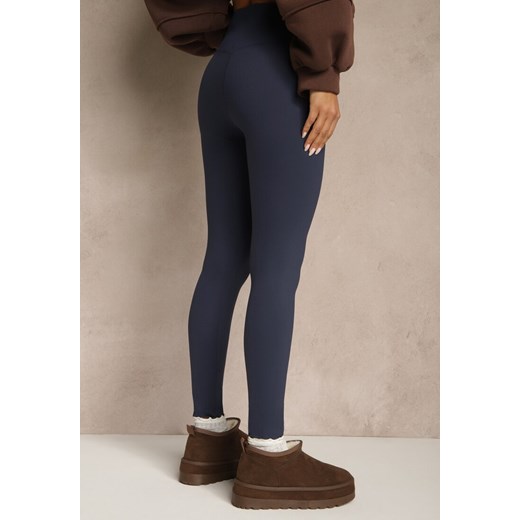 Niebieskie Legginsy High Waist z Szeroką Gumką w Talii Aithala Renee XL renee.pl