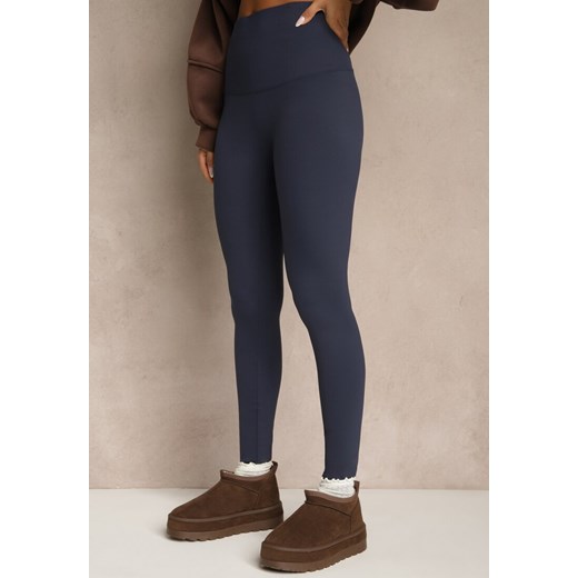Niebieskie Legginsy High Waist z Szeroką Gumką w Talii Aithala Renee 2XL renee.pl