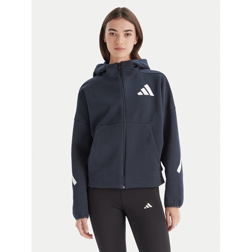 adidas Bluza Z.N.E. JW5320 Granatowy Loose Fit ze sklepu MODIVO w kategorii Bluzy damskie - zdjęcie 186469122