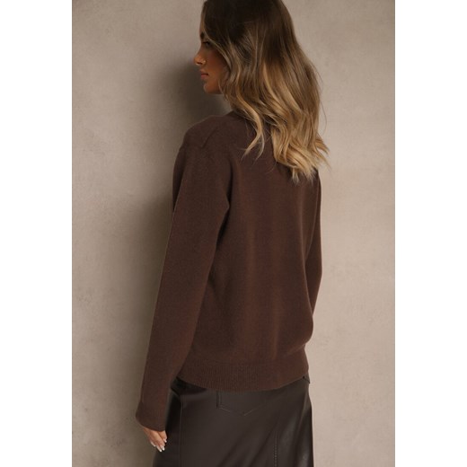 Brązowy Casualowy Sweter z Wełną i Wiskozą Lussare Renee ONE SIZE renee.pl