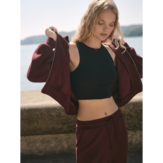 Reserved - Rozpinana bluza z modalem - bordowy ze sklepu Reserved w kategorii Bluzy damskie - zdjęcie 186470973
