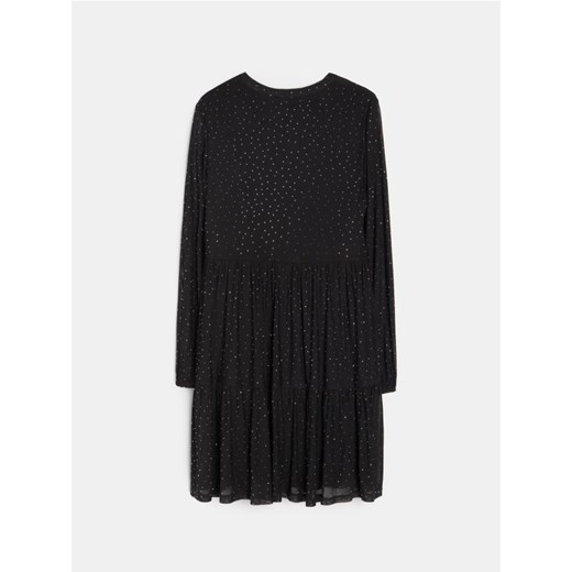 Sinsay - Sukienka mini z efektem stopniowania w kropki - czarny Sinsay L Sinsay