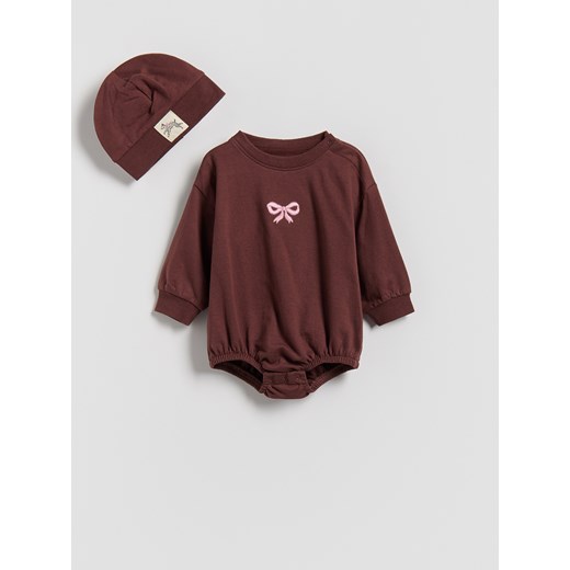 Reserved - Bawełniane body z czapką - brązowy Reserved 80 (9-12 m.) Reserved