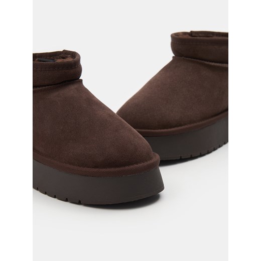Sinsay - Botki ocieplane ze skóry - brązowy Sinsay 38 Sinsay