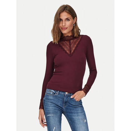 ONLY Bluzka Tilde 15207788 Bordowy Stretch Fit ze sklepu MODIVO w kategorii Bluzki damskie - zdjęcie 186475133