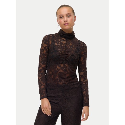 Vero Moda Bluzka Neline 10335562 Brązowy Slim Fit ze sklepu MODIVO w kategorii Bluzki damskie - zdjęcie 186475272