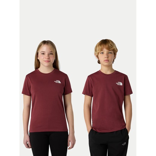 The North Face T-Shirt Simple Dome NF0A87T4 Bordowy Regular Fit ze sklepu MODIVO w kategorii T-shirty chłopięce - zdjęcie 186475283