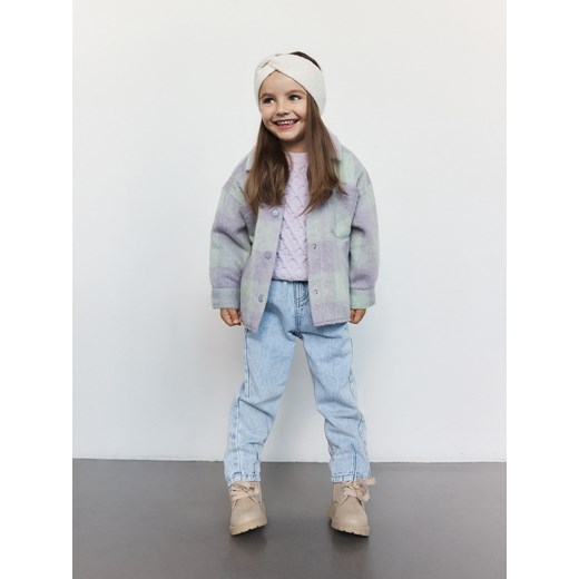 Reserved - Sweter z ozdobnym splotem - lawendowy Reserved 80 (9-12 m.) okazja Reserved