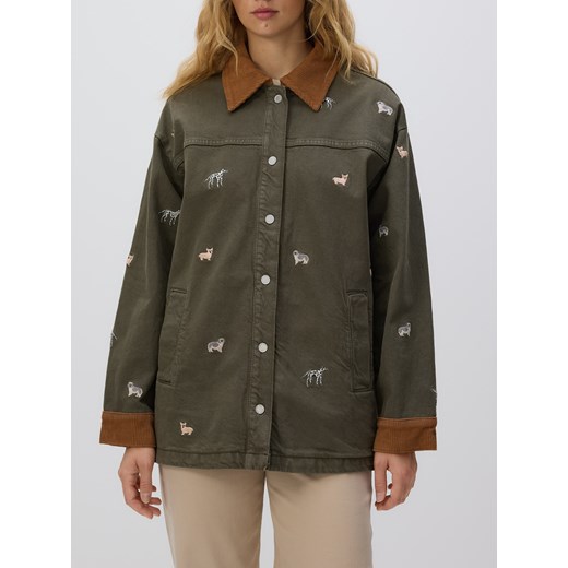 Reserved - Jeansowa kurtka z haftem - zielony ze sklepu Reserved w kategorii Kurtki damskie - zdjęcie 186477171