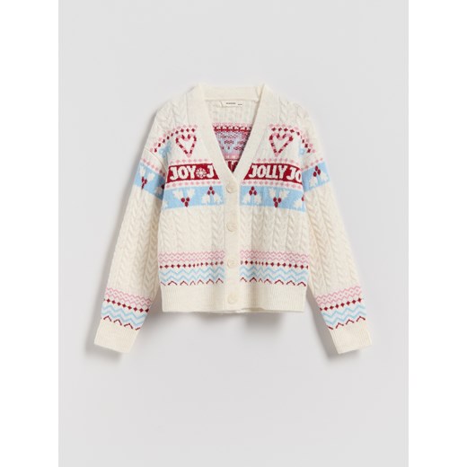 Reserved - Świąteczny kardigan - złamana biel Reserved 140 (9 lat) Reserved