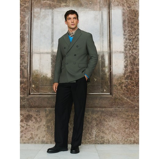 Reserved - Spodnie chino wide leg - czarny ze sklepu Reserved w kategorii Spodnie męskie - zdjęcie 186480003