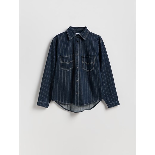 Reserved - Denimowa koszula - granatowy ze sklepu Reserved w kategorii Koszule damskie - zdjęcie 186480020