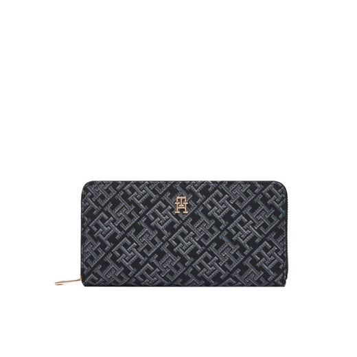 Portfel Tommy Hilfiger Icon Lrg Za Jacquard AW0AW17956 Czarny ze sklepu eobuwie.pl w kategorii Portfele damskie - zdjęcie 186481320