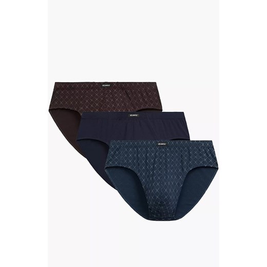 3-pack slipy męskie Classic 3MP-205-GRAJ/GRA/BRA, Kolor brązowo-granatowy, Rozmiar L, ATLANTIC ze sklepu Intymna w kategorii Majtki męskie - zdjęcie 186483362
