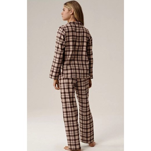 Atlantic rozpinana piżama damska NLP-505-BRO_BEZ_ECR, Kolor brązowo-beżowy, Rozmiar S, ATLANTIC ze sklepu Intymna w kategorii Piżamy damskie - zdjęcie 186483370