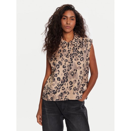 adidas Kamizelka Animal Print 3-Stripes JV6957 Beżowy Loose Fit ze sklepu MODIVO w kategorii Kamizelki damskie - zdjęcie 186484230