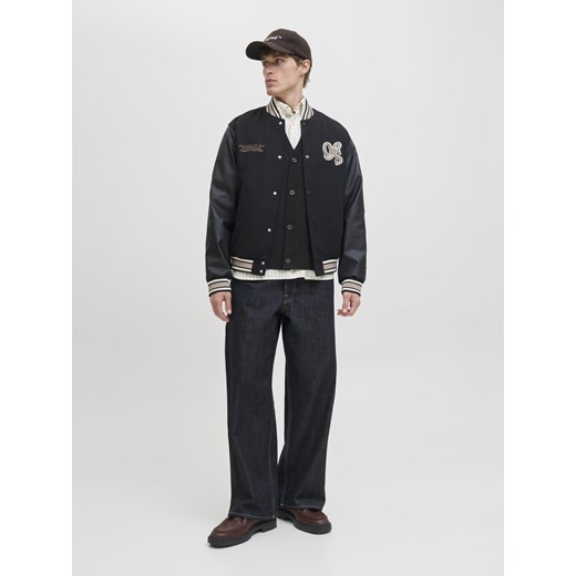 Jack & Jones Męski kardigan Mężczyźni Sztuczne włókno czarny jednolity ze sklepu vangraaf w kategorii Swetry męskie - zdjęcie 186485754
