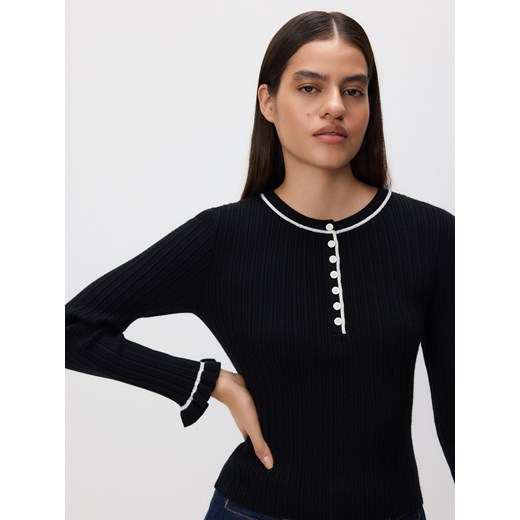 Reserved - Sweter w prążek - czarny - id: 039GS-99X - marki Reserved - 186486993 Reserved - Sweter w prążek - czarny ze sklepu Reserved w kategorii Swetry damskie - zdjęcie 186486993
