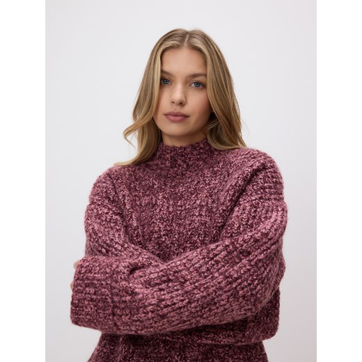 Reserved - Wzorzysty sweter oversize - bordowy ze sklepu Reserved w kategorii Swetry damskie - zdjęcie 186487083