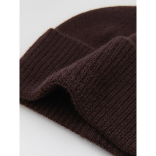 Reserved - Czapka z wełną i kaszmirem - ciemnobrązowy Reserved ONE SIZE Reserved