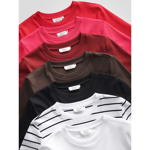 Reserved - T-shirt regular z merceryzowanej bawełny - wielobarwny ze sklepu Reserved w kategorii Bluzki damskie - zdjęcie 186487263