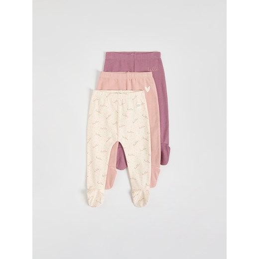 Reserved - Bawełniane legginsy 3 pack - jasnofioletowy ze sklepu Reserved w kategorii Spodnie i półśpiochy - zdjęcie 186488031