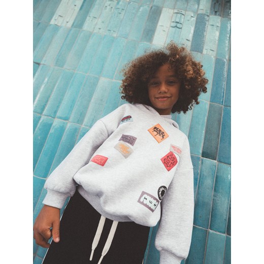 Reserved - Bluza z naszywkami - jasnoszary ze sklepu Reserved w kategorii Bluzy chłopięce - zdjęcie 186488064