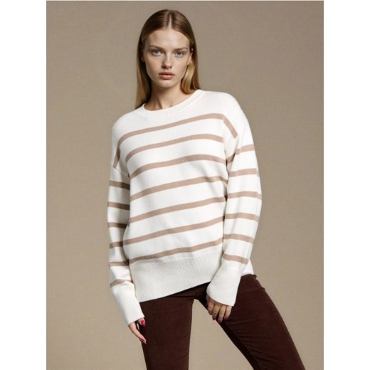 Sinsay - Sweter w paski z wiskozy - kremowy Sinsay M Sinsay