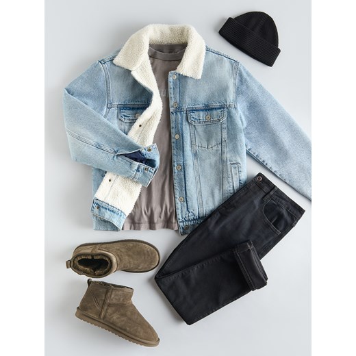 Reserved - Jeansowa kurtka sherpa - niebieski ze sklepu Reserved w kategorii Kurtki męskie - zdjęcie 186489560