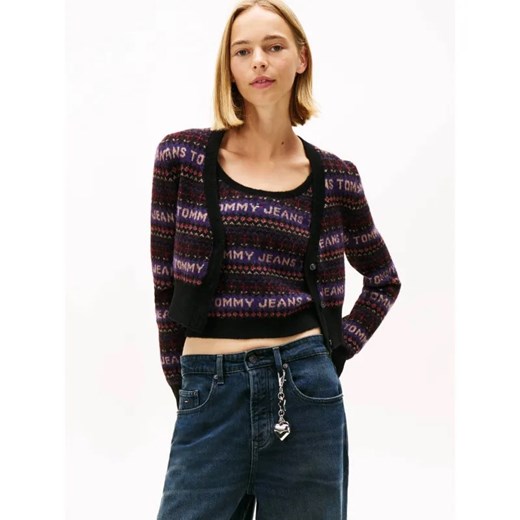 Tommy Jeans Kardigan FAIRISLE | Cropped Fit | z dodatkiem wełny ze sklepu Gomez Fashion Store w kategorii Swetry damskie - zdjęcie 186490214