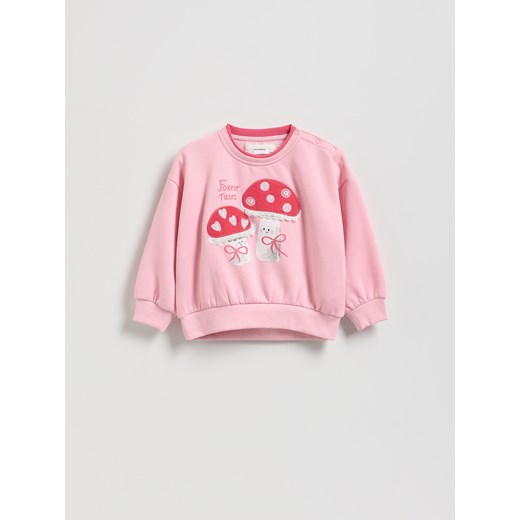 Reserved - Bluza z aplikacją - pastelowy róż ze sklepu Reserved w kategorii Bluzy dziewczęce - zdjęcie 186491290