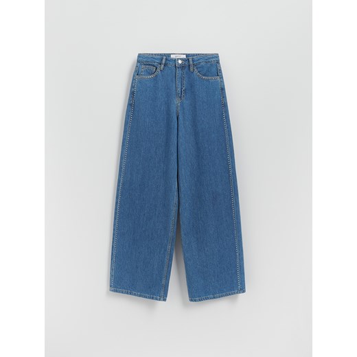 Reserved - Jeansy wide leg z aplikacjami - niebieski ze sklepu Reserved w kategorii Jeansy damskie - zdjęcie 186491362