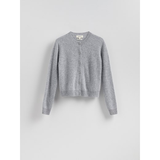 Reserved - Wełniany kardigan z dodatkiem kaszmiru - jasnoszary ze sklepu Reserved w kategorii Swetry damskie - zdjęcie 186491424