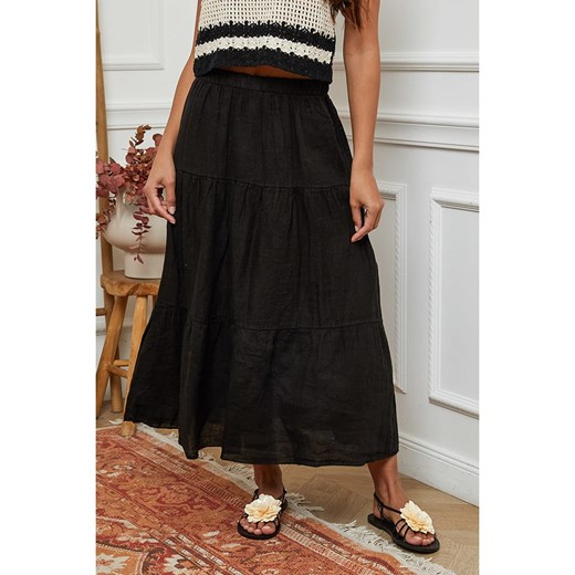 La Compagnie Du Lin Lniana spódnica w kolorze czarnym ze sklepu Limango Polska w kategorii Spódnice - zdjęcie 186492301