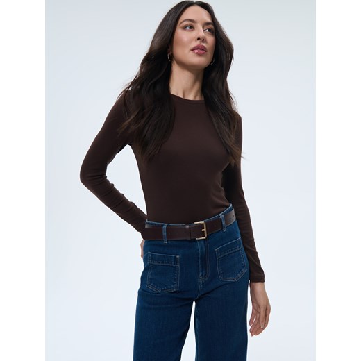 Mohito - Brązowy longsleeve z dodatkiem wełny - brązowy Mohito XS Mohito