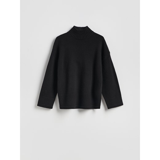 Reserved - Wełniany sweter z golfem - czarny - id: 387GX-99X - marki Reserved - 186493510 Reserved - Wełniany sweter z golfem - czarny ze sklepu Reserved w kategorii Swetry damskie - zdjęcie 186493510
