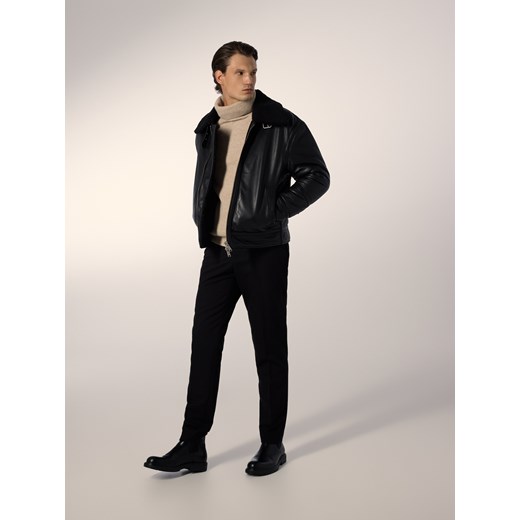 Reserved - Skórzana kurtka - czarny ze sklepu Reserved w kategorii Kurtki męskie - zdjęcie 186493542