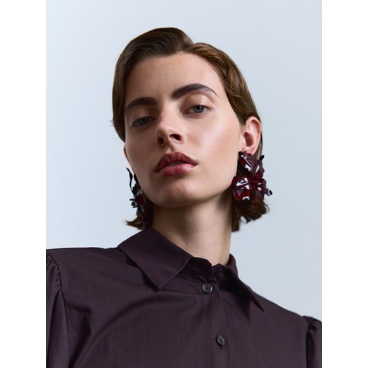 Reserved - Kolczyki w kształcie kwiatów - bordowy Reserved ONE SIZE Reserved