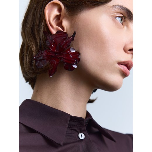 Reserved - Kolczyki w kształcie kwiatów - bordowy Reserved ONE SIZE Reserved